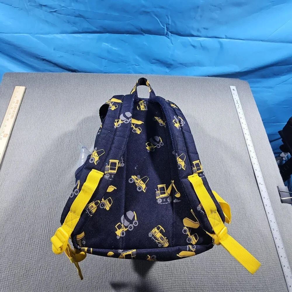 Herschel Kids Mini Backpack Navy/Yellow Vehicle Print Drawstring Outer Pockets